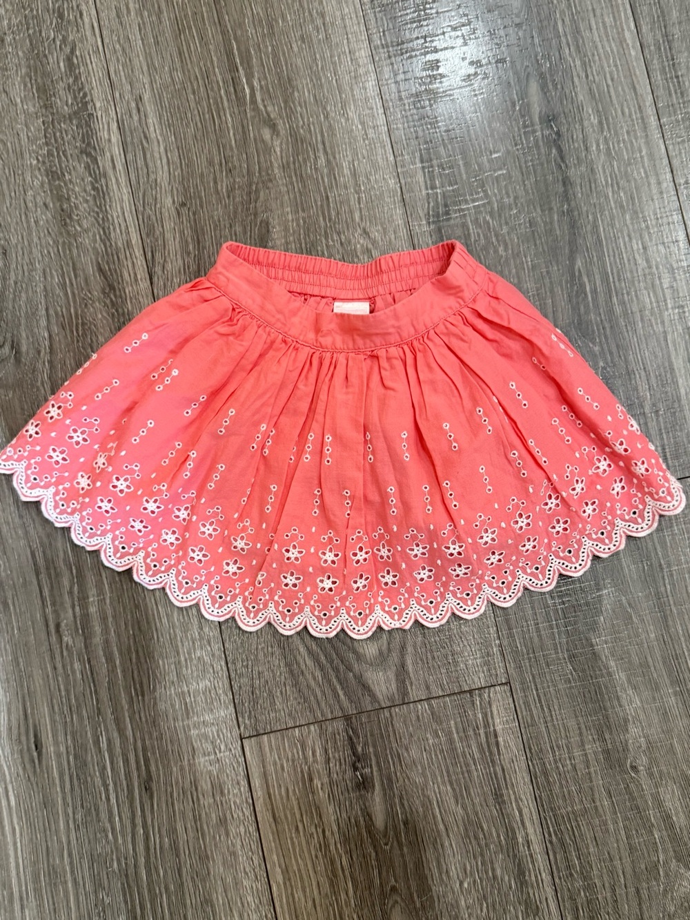 Janie and Jack Coral Eyelet Scallop Hem Skirt